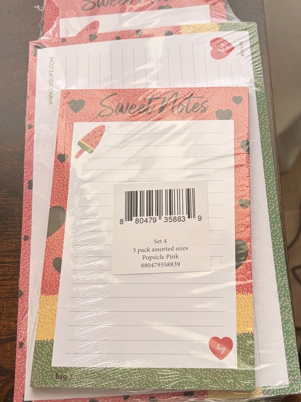 lug 3pc doodle  Notepad Set in Popsicle Pink and Green